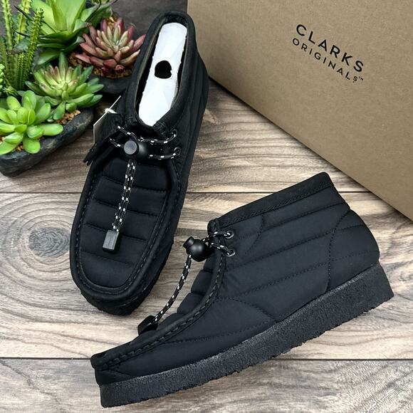 NIB Clarks Originals Wallabee 7.5M 38 Black Quilted Boots - Picture 1 of 11